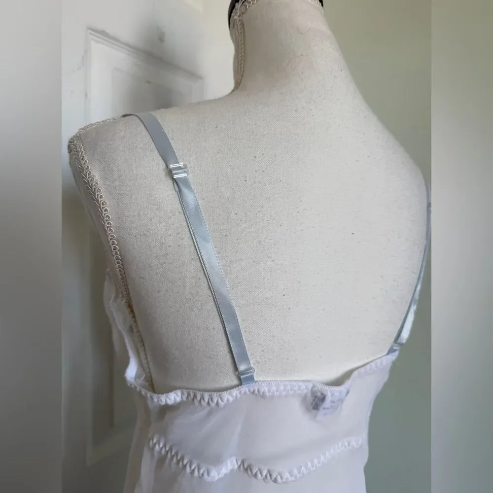 Vintage Cinema Etoile Lingere Top with Baby Blue Lace and Cream Colored Beads
